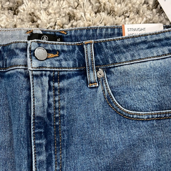 Volcom Jeans Denim Straight Leg Blue Pants High Rise - Picture 5 of 10
